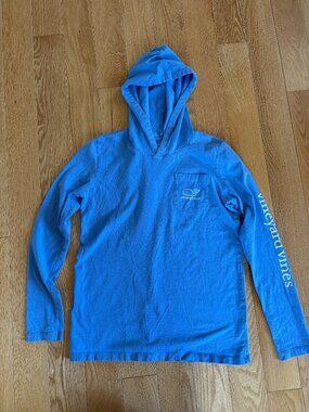 VINEYARD VINES Kids Blue Whale Hoodie Long-Sleeve Pocket Tee T Large 16